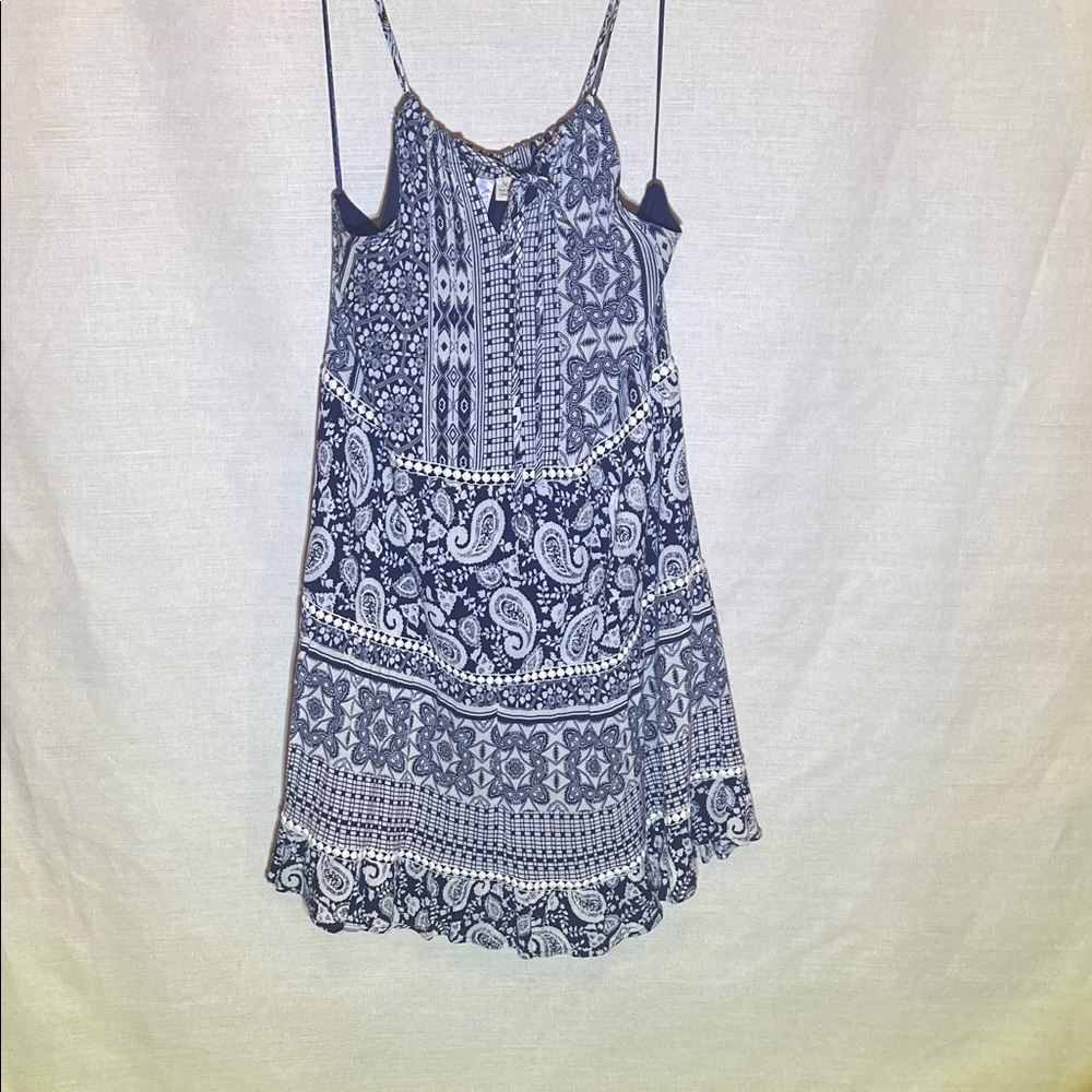 Alya Blue and White Patterned Mini Dress